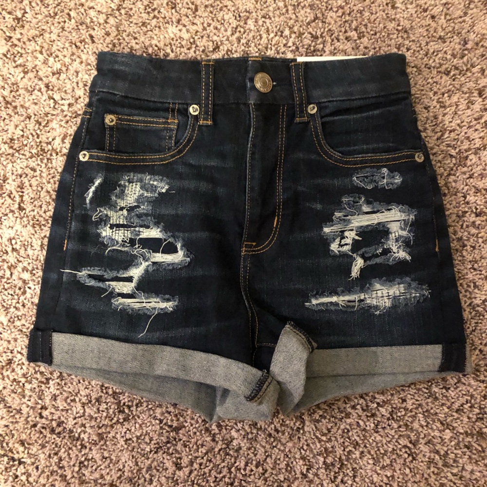 American Eagle blue curvy ripped jeans